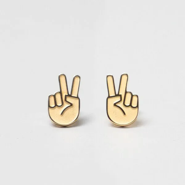 Fyngers Fyngers Ohrstecker aus chirurgischen Edelstahl hochglanzpoliert PEACE, Gold, – Produktbild 5 von 6