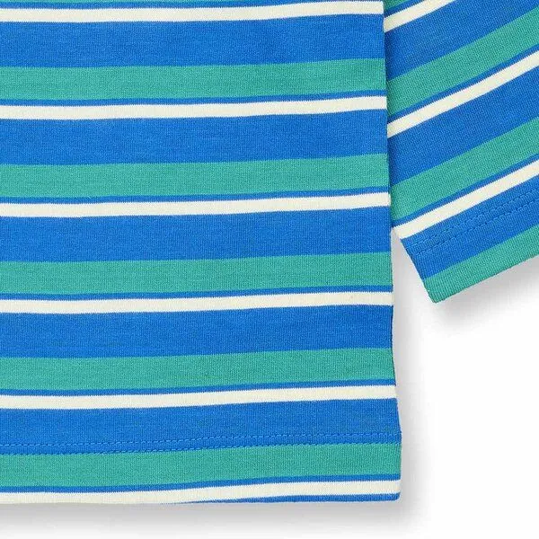 Sense Organics Sense Organics Baby Langarmshirt, Modell ELAN, Petrolgrün geringelt mit bär, – Produktbild 3 von 3