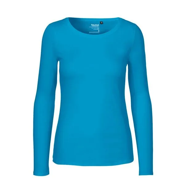 HANDGEDRUCKT HANDGEDRUCKT "Teeny Weeny Goblin" Frauen Longsleeve aus reiner Biobaumwolle (kbA), Saphire, – Produktbild 2 von 3