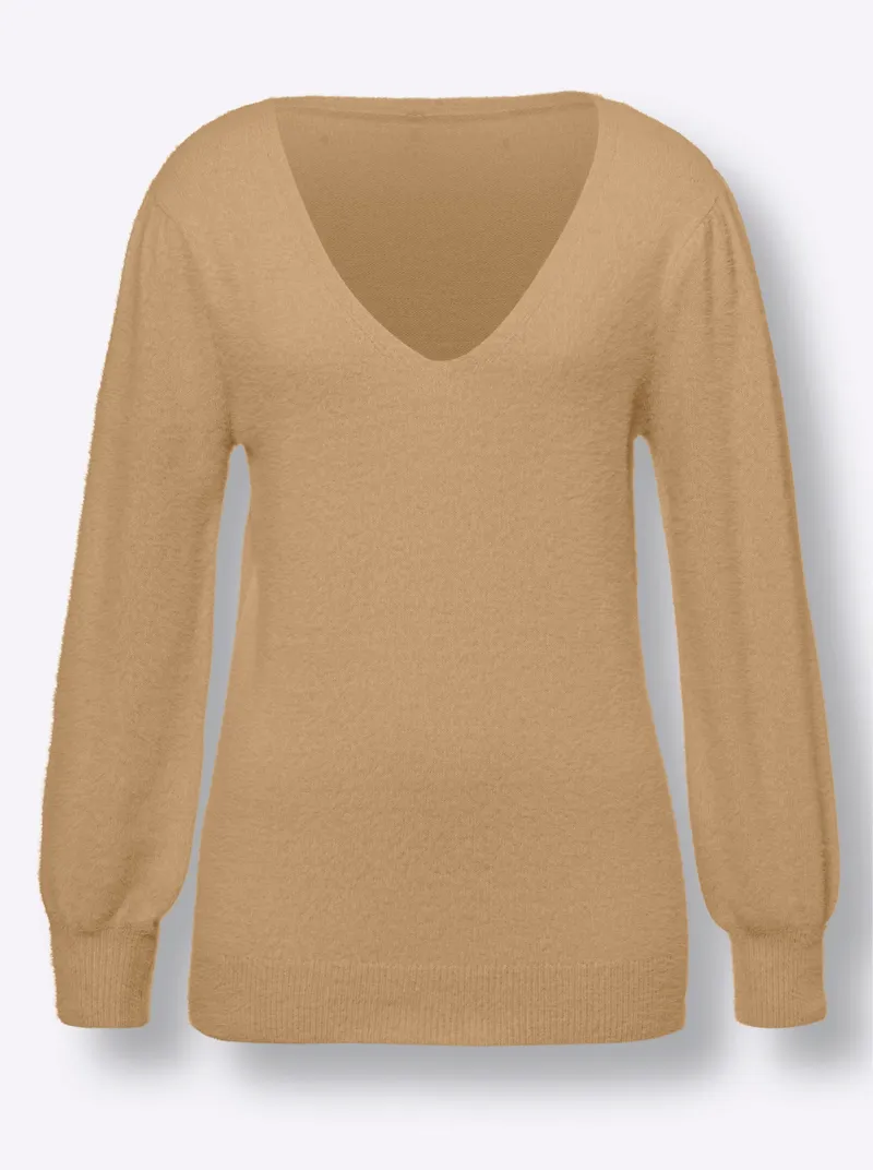 heine Langarm-Pullover camel, Camel, – Produktbild 1 von 2