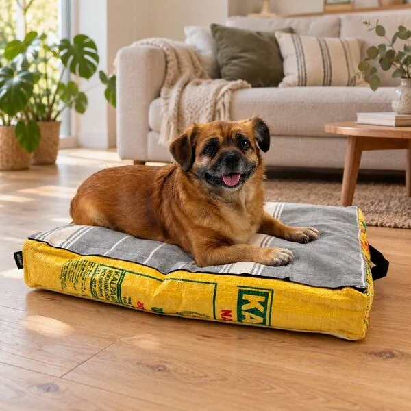 GOOPSI GOOPSI Hundebett mit BIO-Dinkelfüllung, Gelb, – Produktbild 6 von 7