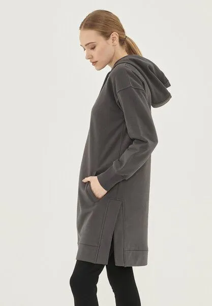 ORGANICATION ORGANICATION Langer Hoodie aus Bio-Baumwolle, Asphalt, – Produktbild 3 von 4