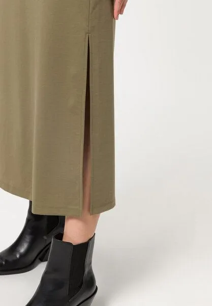 Les Lunes Les Lunes Wadenlanges Jersey-Kleid Dakotaa Dress Midi, Dusky green, – Produktbild 4 von 4