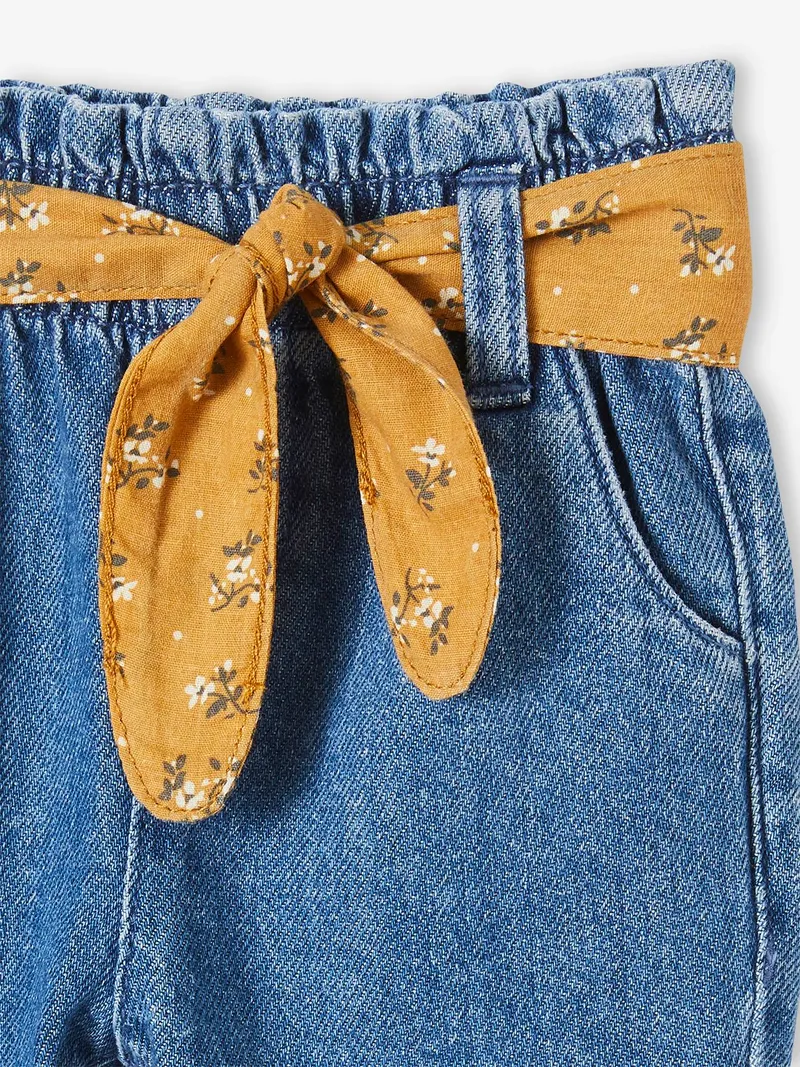 Vertbaudet Mädchen Baby Jeans mit Stoffgürtel, Blue stone, – Produktbild 3 von 3