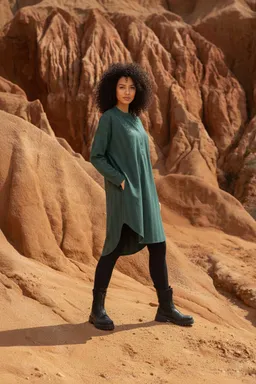 WiDDA WiDDA Damen vegan Tunika Komfi Green Lines – Produktbild 1 von 1