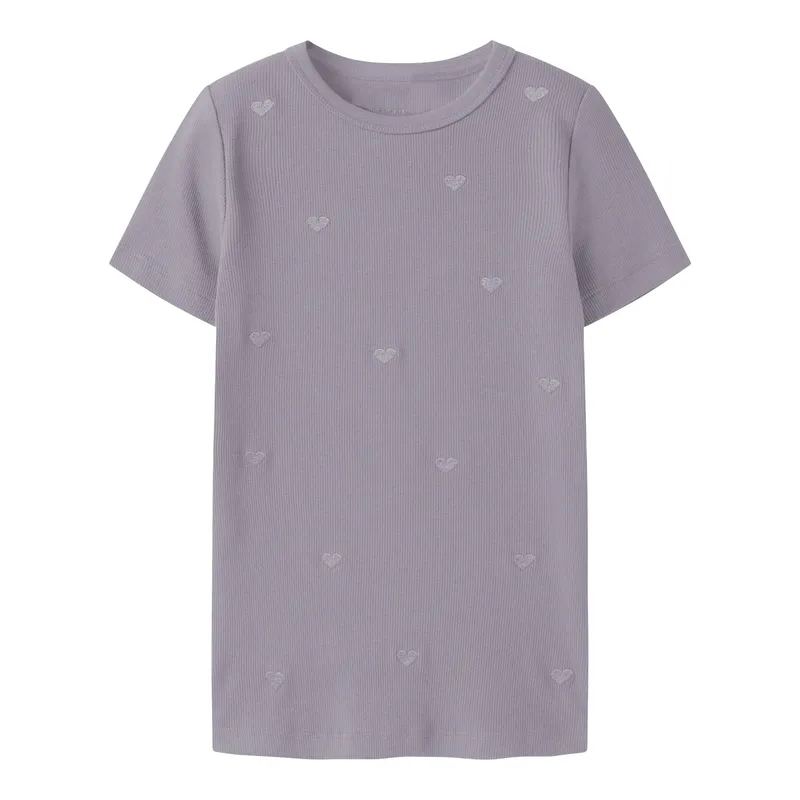 name it Name It T-Shirt Herzen Rippqualität, Lila, – Produktbild 1 von 1