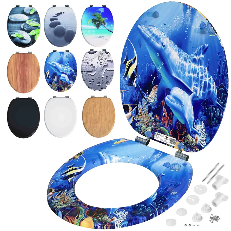 Casaria® Toilettensitz Sealife mit Absenkautomatik, Blau, – Produktbild 1 von 2