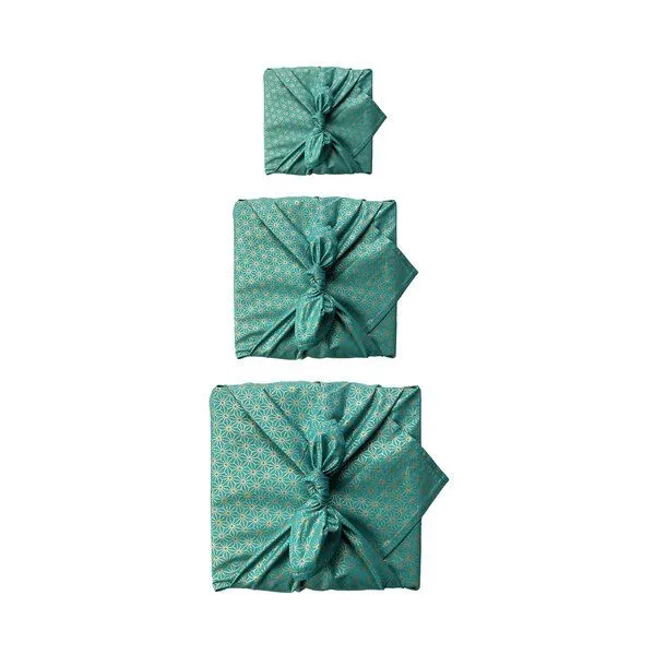 FabRap Gift Wrap FabRap Gift Wrap Wiederverwendbare Geschenkverpackung Furoshiki - Set mit drei Größen (einseitig), Jade (grün), – Produktbild 1 von 4