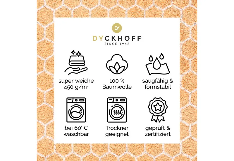 dyckhoff dyckhoff Duschtuch Pure Natural Honey, Frottier (Packung, 1-St), BIO Baumwolle, Orange, – Produktbild 4 von 5