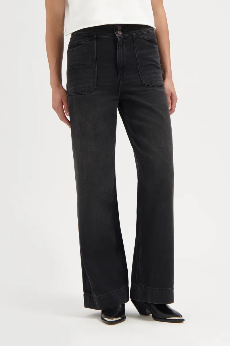 Kuyichi Kuyichi Damen vegan Jeans Farrah Worker Smoky Noir Schwarz, Schwarz, – Produktbild 2 von 2