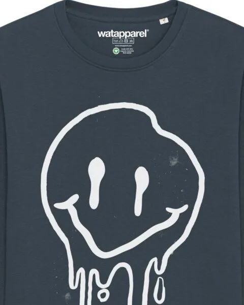 watapparel watapparel Sweatshirt Unisex Smiley, India ink grey, – Produktbild 3 von 3