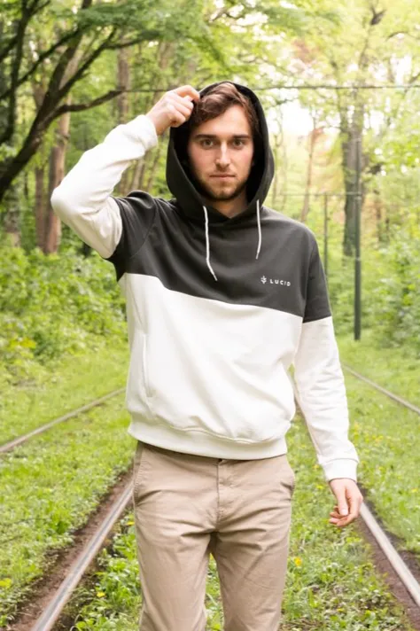 Lucid Collective Lucid Collective Herren vegan Hoodie Unisex Act Schwarz/Creme, Schwarz, – Produktbild 2 von 2