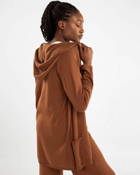 Alma & Lovis Alma & Lovis Hoodie Mantel im Bio-Baumwoll-/Woll-Mix | Cotwool Hoodie-Mantel, Nuss (braun), – Produktbild 4 von 4