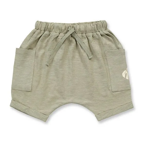 Sense Organics Sense Organics Babyshorts mit Blätter-Druck, Modell MAGESH, Seegrasgrün mit blättern, – Produktbild 1 von 4