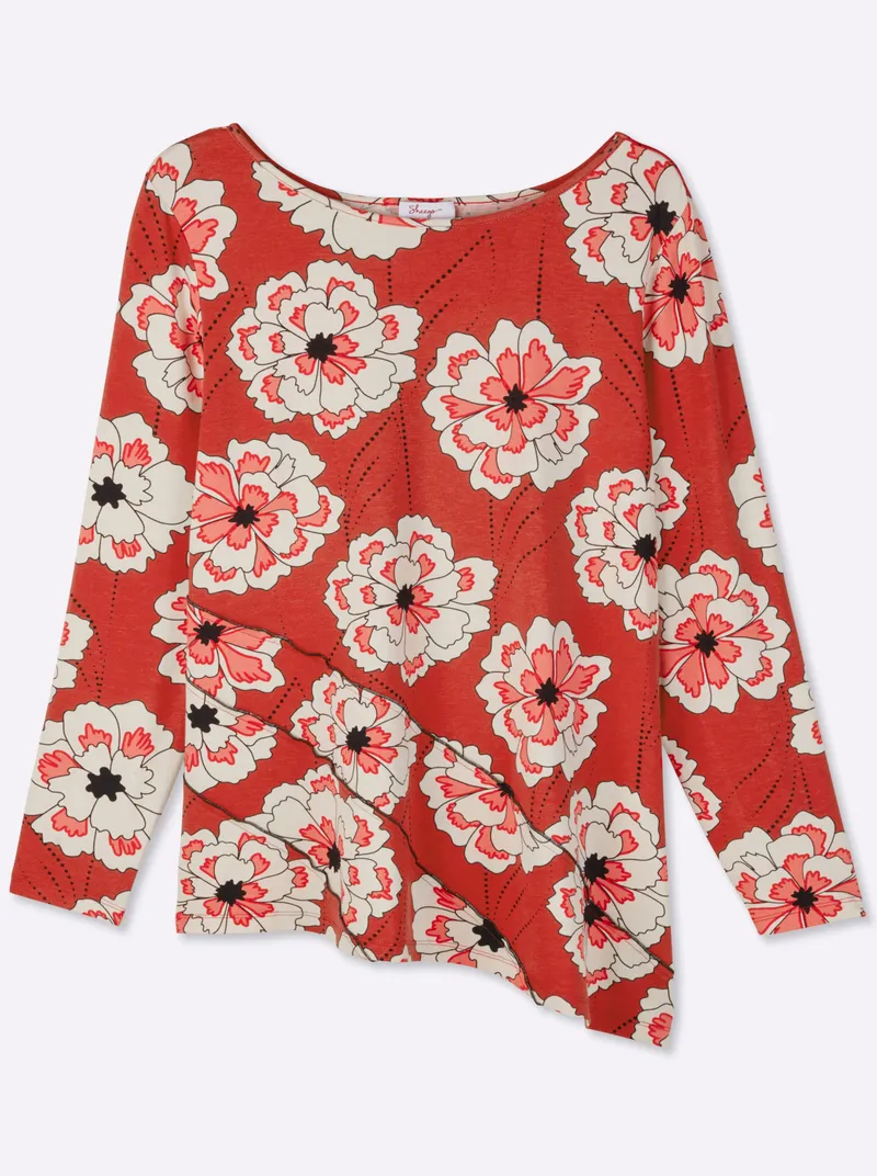 sheego Longshirt erdbeere-koralle-bedruckt, Erdbeere-koralle-bedruckt, – Produktbild 2 von 2