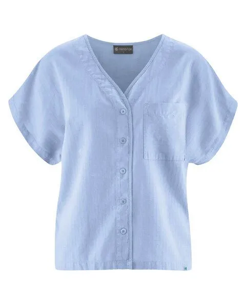 HempAge HempAge Weite Bluse Hanf/Biobaumwolle, Water (blau), – Produktbild 1 von 4