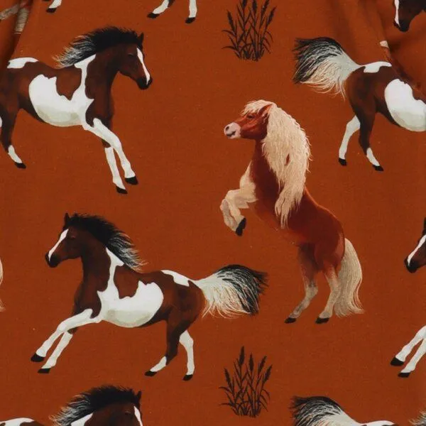Walkiddy Mädchen Sweatshirt Bio-Baumwolle „Joyful Horses“ rostbraun, weicher Langarm-Pullover von Walkiddy für Schulkinder, kuscheliges Jerseysweat, hautfreundlich & nachhaltig gefertig, Braun, – Produktbild 2 von 3