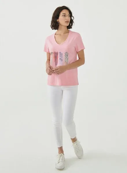 ORGANICATION ORGANICATION T-Shirt aus Bio-Baumwolle mit Blumen-Print, Carnation pink, – Produktbild 2 von 4