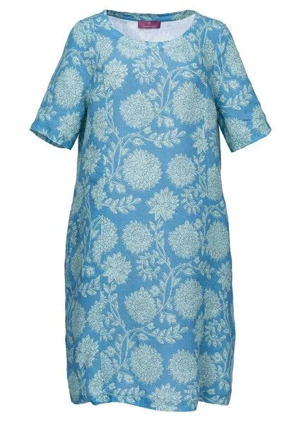 Heidekönigin Heidekönigin Leinenkleid kurzarm, Blau (topas), – Produktbild 2 von 3