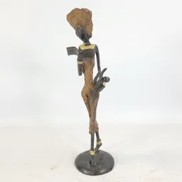 Moogoo Creative Africa Moogoo Creative Africa Bronze-Skulptur "Frau mit Buch & Kind an der Taille" by Issouf | 25cm | Unikate – Produktbild 1 von 1