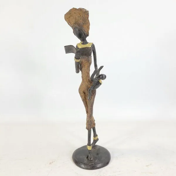 Moogoo Creative Africa Moogoo Creative Africa Bronze-Skulptur "Frau mit Buch & Kind an der Taille" by Issouf | 25cm | Unikate, Braun, – Produktbild 1 von 2