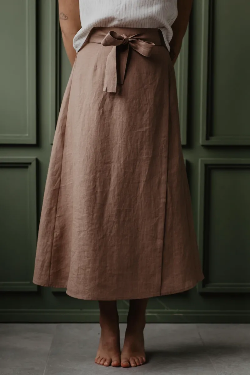 AmourLinen AmourLinen Damen vegan Wickelrock Iris Rosy Brown, Hellbraun, – Produktbild 2 von 2