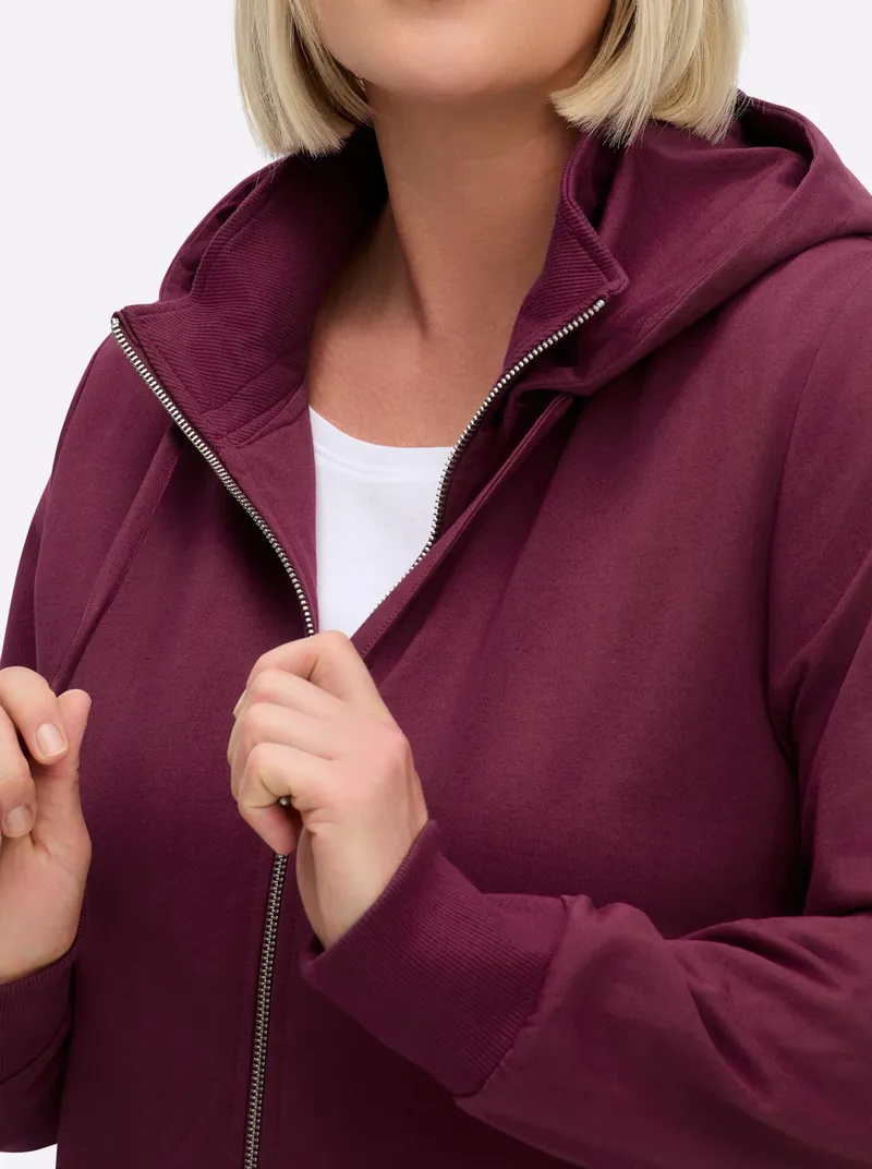 sheego Sweatjacke, Bordeaux, – Produktbild 2 von 2