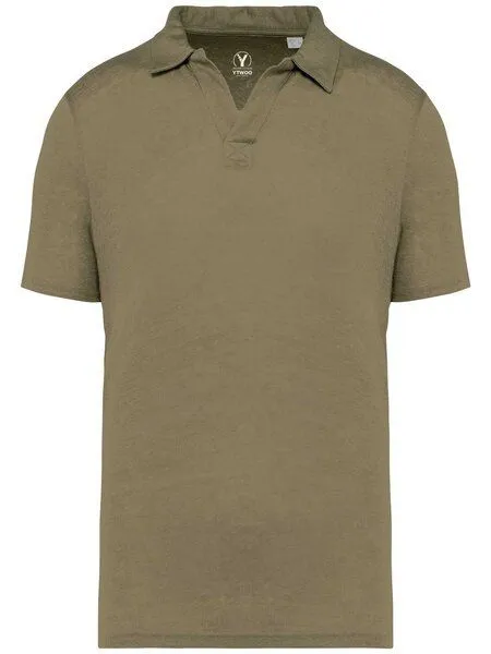 YTWOO YTWOO Herren Polohemd aus 100% Leinen, Olive, – Produktbild 1 von 3