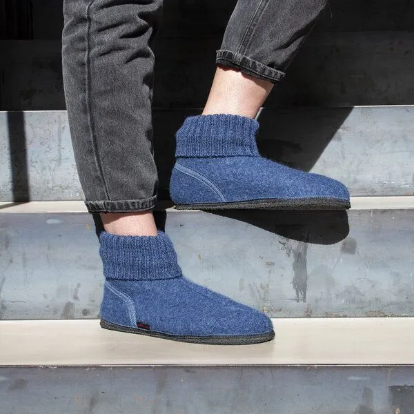 Kitz-Pichler Kitz-Pichler Hüttenschuh Ötz - Hausschuh für Damen & Herren aus 100% Schurwolle, Jeansblau, – Produktbild 2 von 4