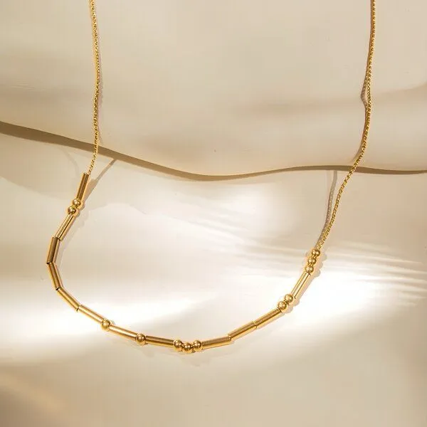 ELEKTROPULLI ELEKTROPULLI 0,9mm Kette mit Perlen, Gold, – Produktbild 1 von 4