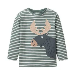 People Wear Organic People Wear Organic "Langarm Shirt, rosa geringelt oder grün geringelt, mit Druck, Bio-Baumwolle" – Produktbild 1 von 1