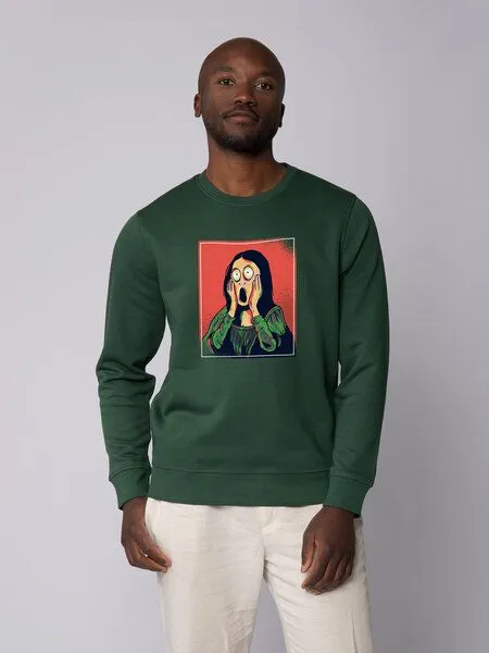 watapparel watapparel Sweatshirt Unisex Mona Lisa Scream, Bottle green, – Produktbild 2 von 4