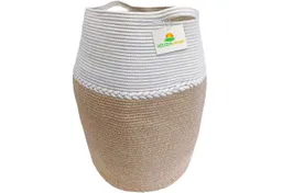 WIESEN.design Wäschekorb Jamila Ø46/39xH65cm 105L, 100% Baumwolle, Aufbewahrung geflochten, inkl. großem Waschsack und schwerem Wäschesack – Produktbild 1 von 1