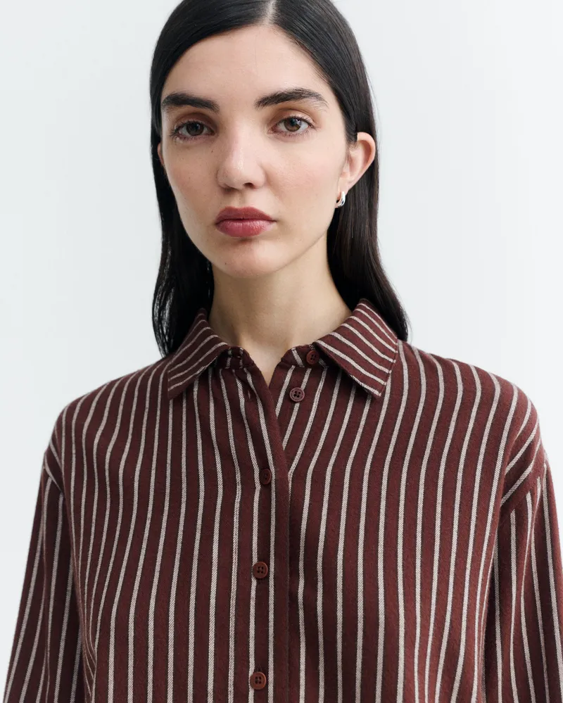 thinking mu Thinking MU Damen vegan Shirt Manuela O Hara Gestreift Braun, Braun, – Produktbild 1 von 2