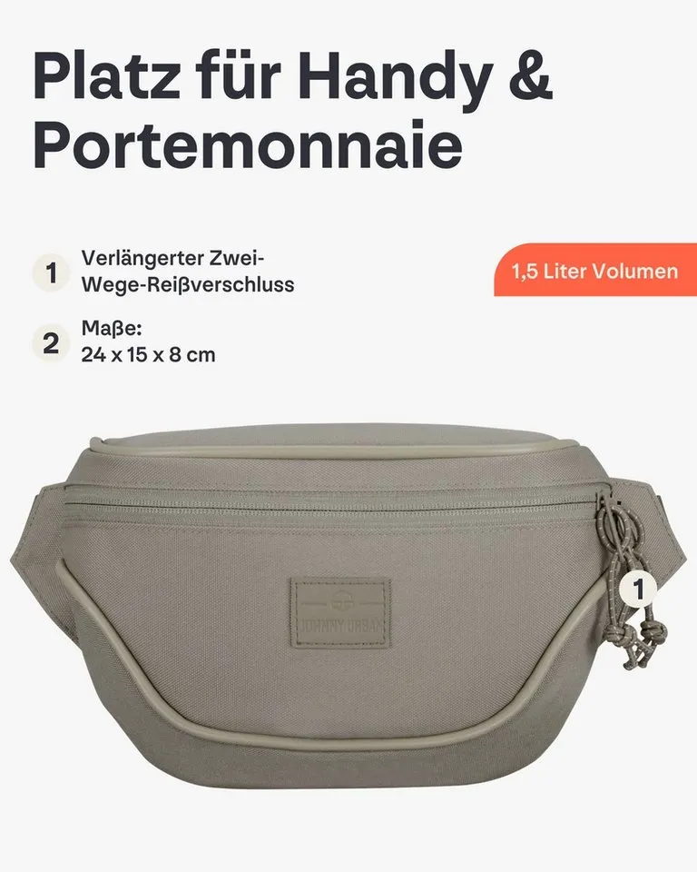 Johnny Urban Gürteltasche Ben Bauchtasche Damen Herren Wasserabweisend (1-tlg), Größenverstellbar, Wasserabweisend, Grau, – Produktbild 8 von 8