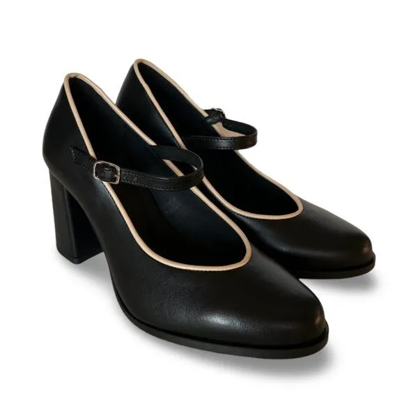 Nae Vegan Shoes Nae Vegan Shoes NAE | Martina Vegan Mary Jane heels in AppleSkin, Schwarz, – Produktbild 2 von 4