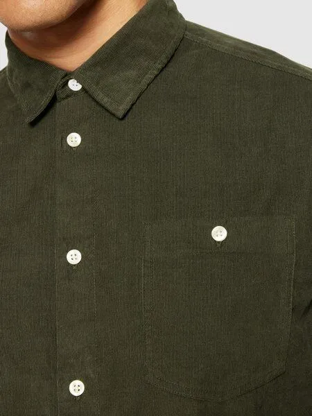 KnowledgeCotton Apparel KnowledgeCotton Apparel Cord Hemd - Baby cord custom fit shirt - aus Bio-Baumwolle, Grün (forrest night), – Produktbild 4 von 4