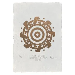 Veskor Cassiopeia Veskor Cassiopeia AMMERSEE Kornkreis Linoldruck | 21 x 29,7 cm (A4) | Gold auf Naturweiß – Produktbild 1 von 1