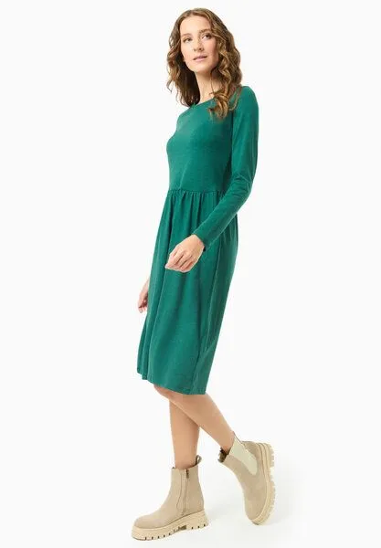 ORGANICATION ORGANICATION Langarm-Jerseykleid aus Bio-Baumwolle, Deep emerald, – Produktbild 2 von 4