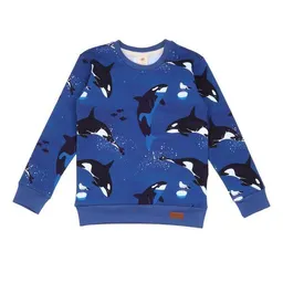 Walkiddy Kinder Sweatshirt GOTS zertifiziert, dunkelblau, Orca-Allover, Bio-Baumwolle, weich – Walkiddy – Produktbild 1 von 1