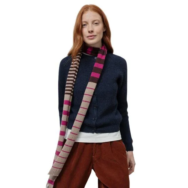 Rifò - Circular Fashion Made in Italy Rifò - Circular Fashion Made in Italy Schmaler Streifenschal Rino aus recycelter Kaschmirwolle, Multicolor beige, – Produktbild 4 von 4