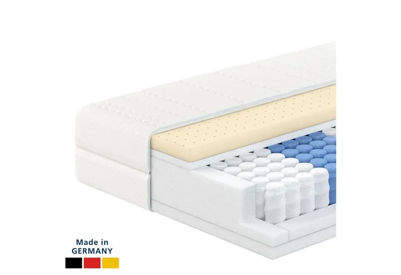 Taschenfederkernmatratze 7-Zonen Federkernmatratze mit Latex, Premium Latex-Matratze, Langlebig, AM Qualitätsmatratzen, 24 cm hoch, 90x200 cm – Produktbild 1 von 5