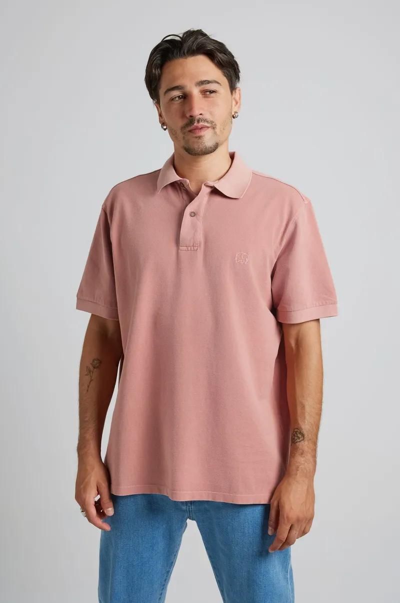 Trendsplant Trendsplant Herren vegan Poloshirt Essential Sunwashed Old Rose, Rosa, – Produktbild 1 von 1