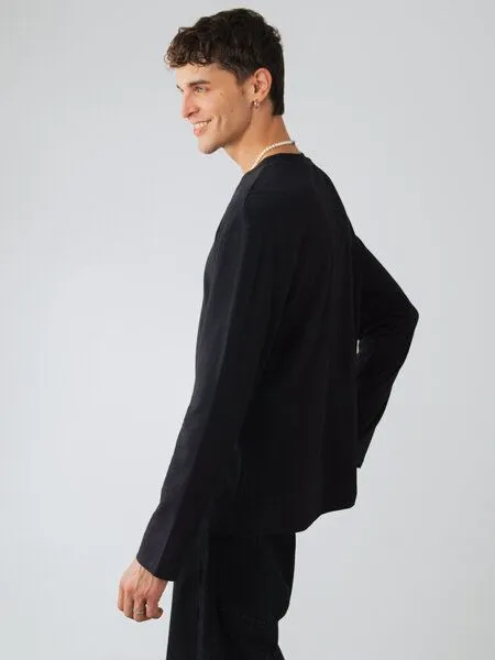 Honest Basics Honest Basics OG Langarmshirt aus Bio- und recycelter Baumwolle, Schwarz, – Produktbild 2 von 4