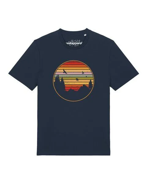 watapparel watapparel T-Shirt Unisex Sunset Berge & Tannen, French navy, – Produktbild 1 von 2