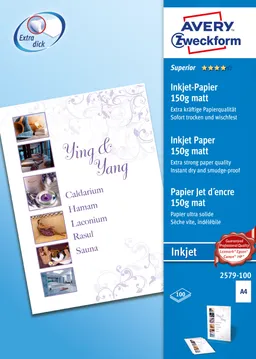 Avery Zweckform 100 Blatt Superior Inkjet Papier 150g – Produktbild 1 von 1