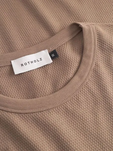 Rotholz Rotholz Herren Waffel T-Shirt aus Bio-Baumwolle, Washed brown (braun), – Produktbild 4 von 4