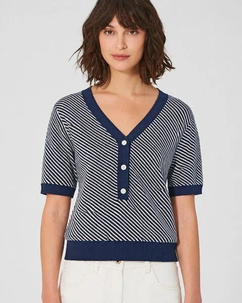 HempAge HempAge Damen Halbarmpullover Hanf/Biobaumwolle, Navy(blau), – Produktbild 2 von 4