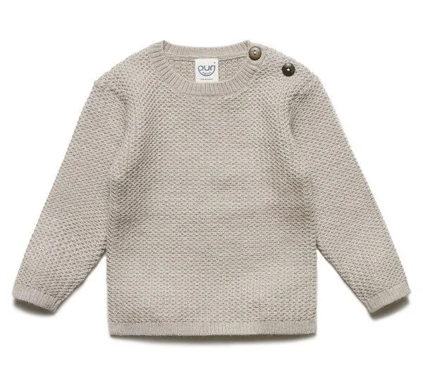 Puri Organic Puri Organic Kleinkinder Pullover Struktur Merinowolle, Naturmelange, – Produktbild 1 von 2
