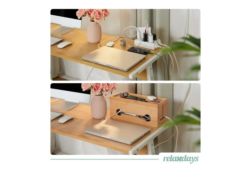 RELAXDAYS RELAXDAYS Kabelbox aus Bambus, (1-tlg), Braun, – Produktbild 3 von 8